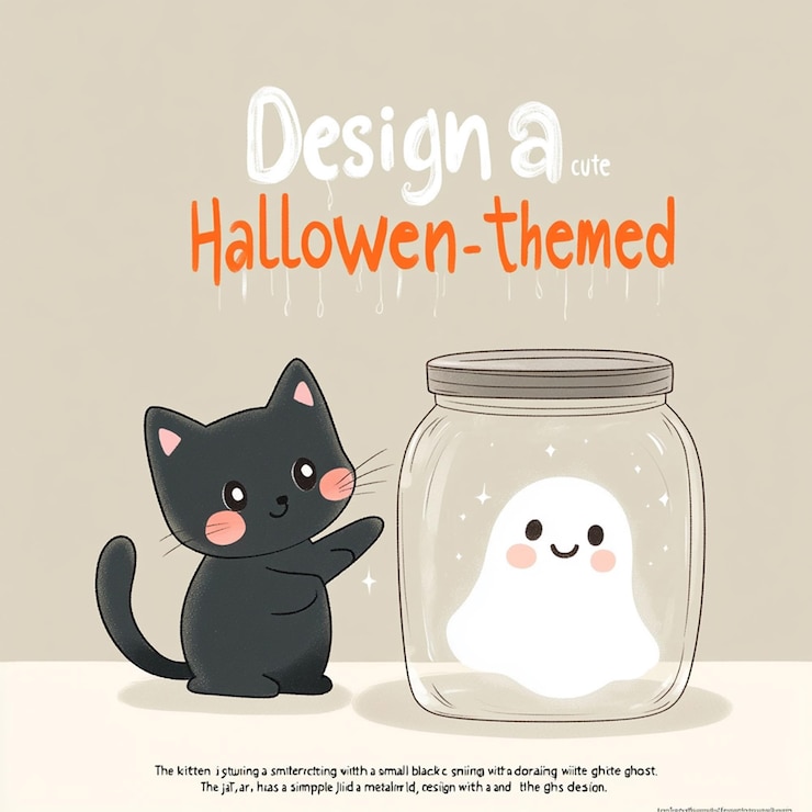 Foto carino disegno di halloween con uno spettro inquietante in un barattolo
