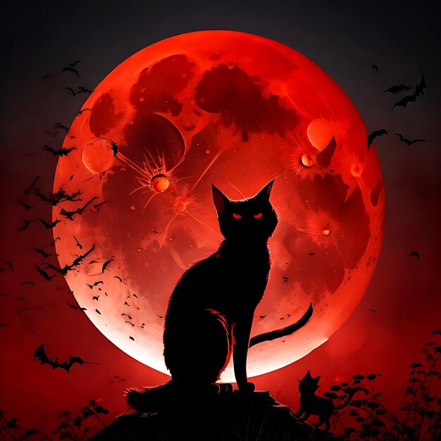 Carino gatto nero Halloween Ai Generative