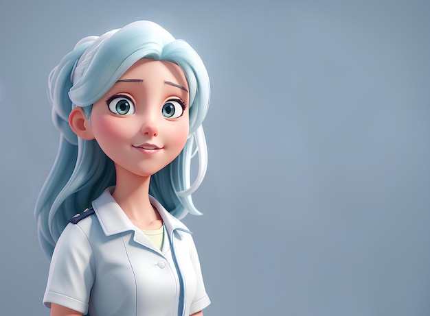 Carino giovane infermiere o medico in stile cartone animato 3d il concetto di medicina e salute