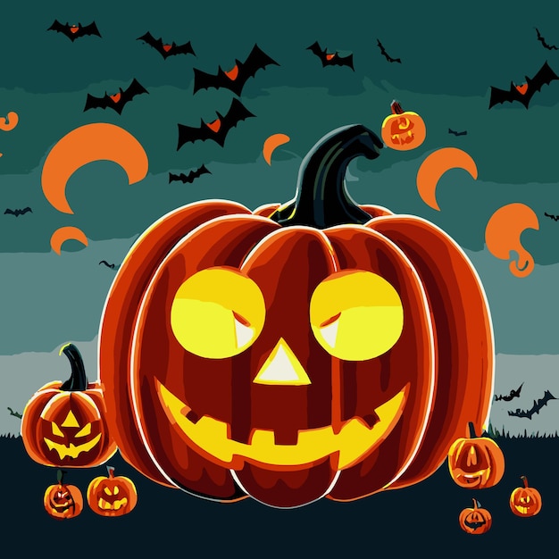 Carino halloween zucca diabolica illustrazione zucca di halloween