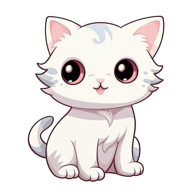 Carino Kawaii gatto clipart icona sfondo bianco