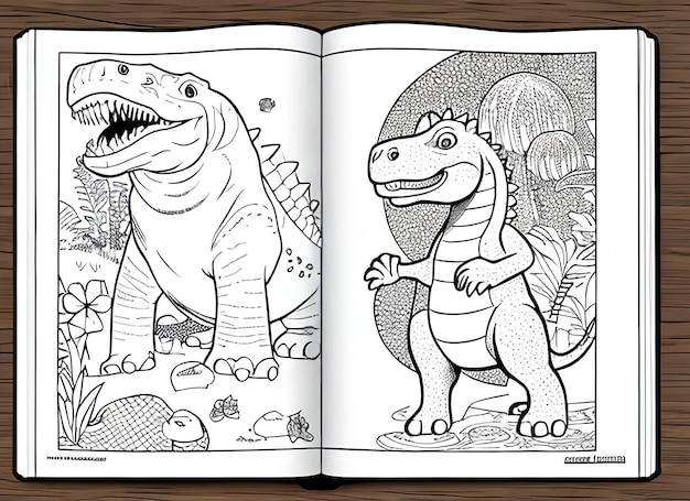 carino libro da colorare con dinosauro