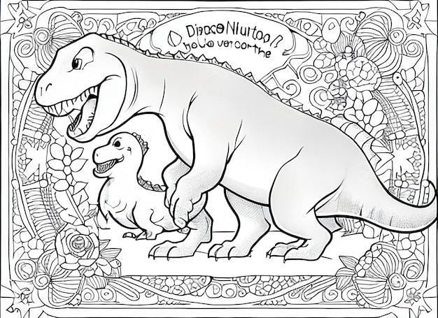 carino libro da colorare con dinosauro