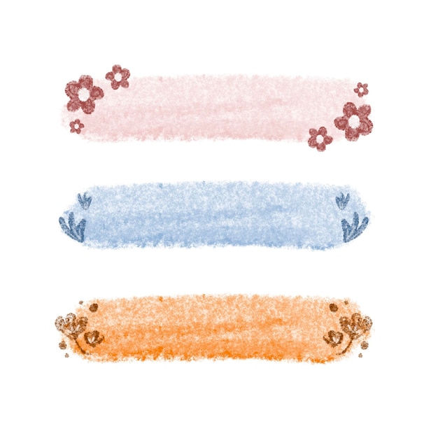 Carino pennello pastello acquerello con fiori decorazione disegno a mano illustrazione consistenza