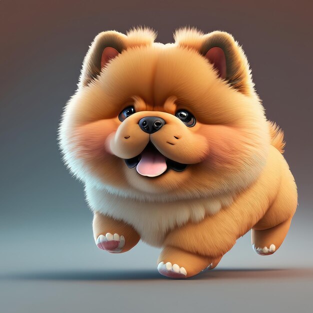 Carino personaggio 3D del piccolo cane Chow Chow