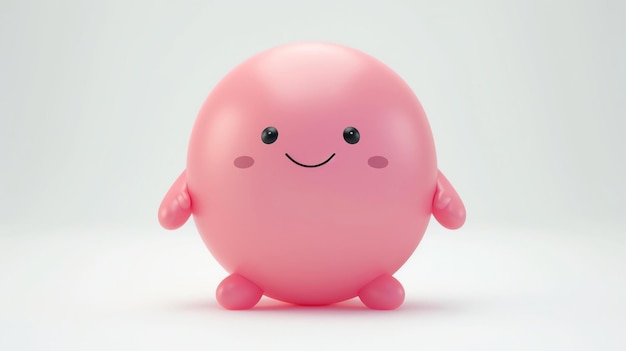 Carino personaggio di macchia rosa renderizzato in 3D con una faccia sorridente felice Questa creatura amichevole e allegra è perfetta per essere usata come mascotte o personaggio di gioco