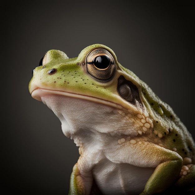 Carino piccolo ritratto di rana colorata in studio Ai generativa