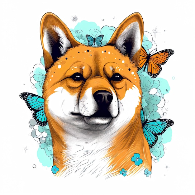 Carino shiba inu cane illustrazione ai generativa