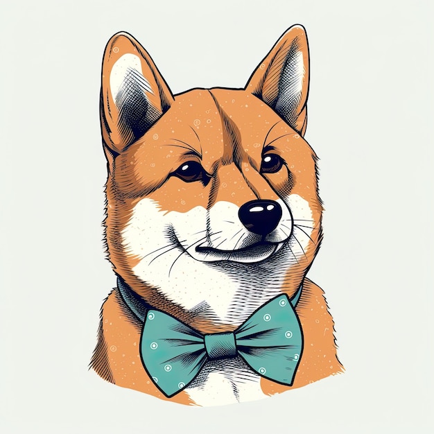 Carino shiba inu cane papillon illustrazione ai generativa