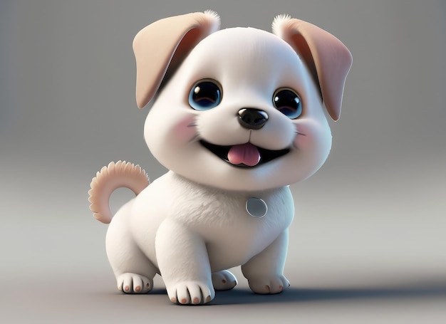 Carino sorriso piccolo cucciolo personaggio 3D