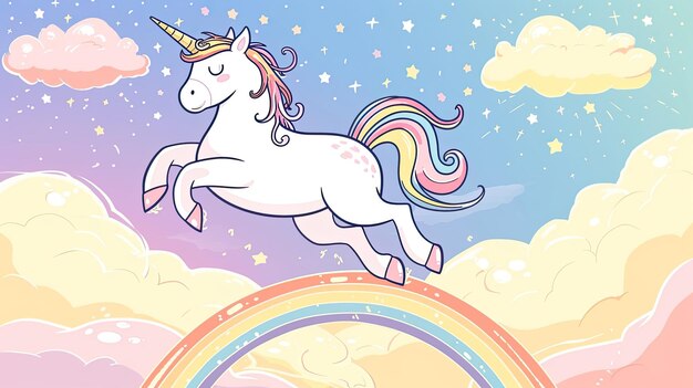 Carino unicorno astrazione doodle giocattolo arcobaleno cavallo mito corno miracoli immaginazione pony principessa sogno stregone magica criniera generata da AI