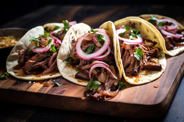 Carne Asada Tacos con cipolle alla griglia e cilantro