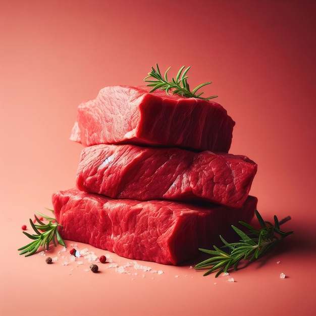 carne cruda con spezie isolate rosse