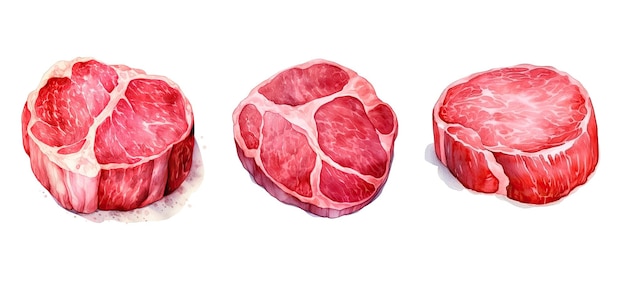 carne di maiale rotonda ai generato tagliato y proteine porzione culinaria piatto carne dimaiale rotonda illustrazione acquerello