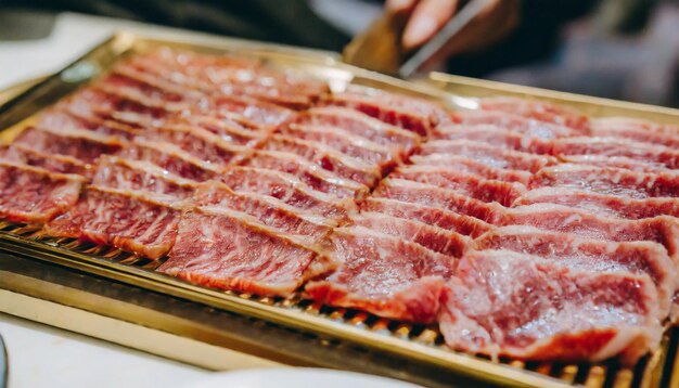 Carne di manzo a fette asiatica deliziosa barbecue ristorante pasto alla griglia