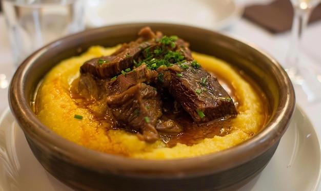 Carne di manzo brasata con polenta