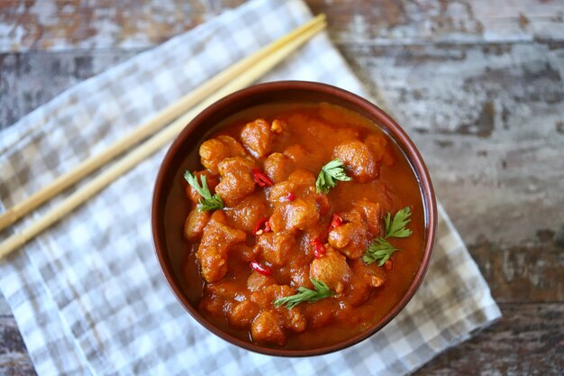 Carne di soia al curry.