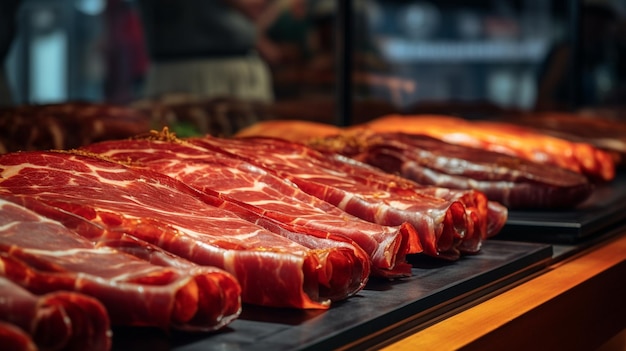 Carne su un bancone in un mercato