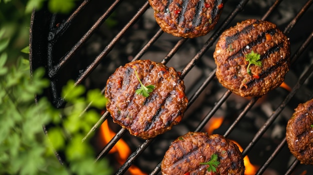 carne vegana per hamburger che si cucina al barbecue