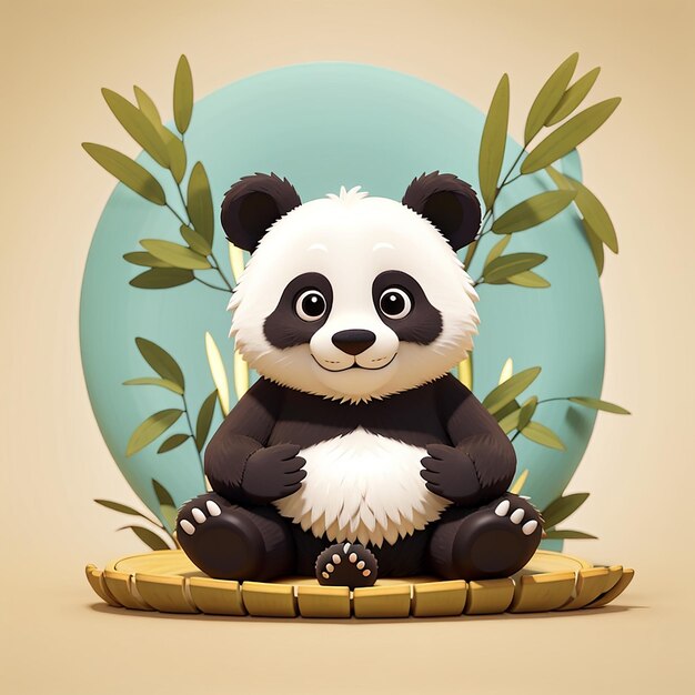 Caro panda meditazione yoga su bambù cartone animato vettoriale icona illustrazione animale sport icona isolata