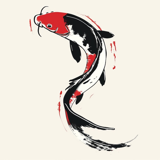 Carpa Koi giapponese Stile disegnato con inchiostro di pesce