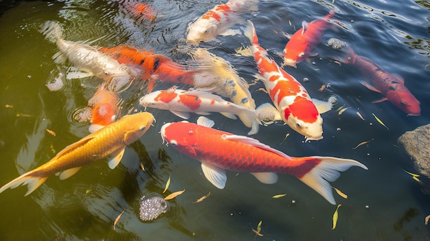 carpe koi in acqua limpida