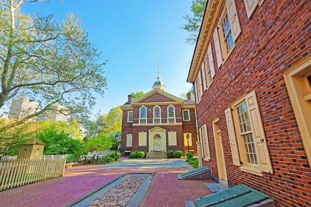 Carpenters Hall nella città vecchia di Philadelphia, Pennsylvania, USA. È un edificio per le riunioni sindacali dei Carpentieri.