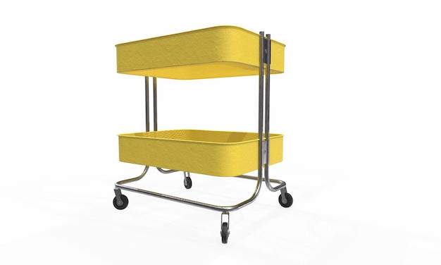 Carrello arancione su sfondo bianco rendering 3d