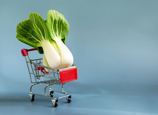 Carrello cibo sano per verdure di buona salute