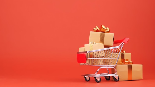 carrello della spesa e confezioni regalo basati sul concetto di promozione speciale dei coupon