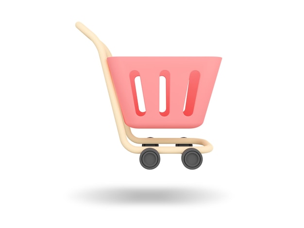 Carrello della spesa. Icona dello shopping online. Illustrazione di rendering 3D.