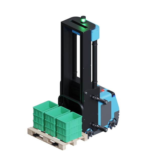 Carrello elevatore AGV isolato su sfondo trasparente rendering 3d