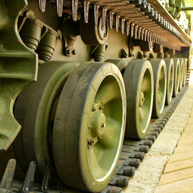Carri armati caterpillar carri armati close up dettaglio dettaglio del carro armato dell'esercito