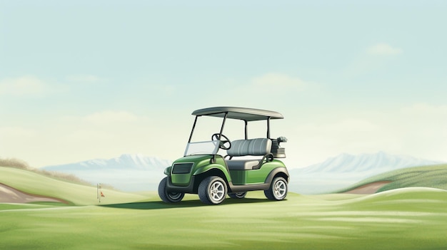 Carro da golf realistico sul campo da golf verde Leisure in every drive Generative AI