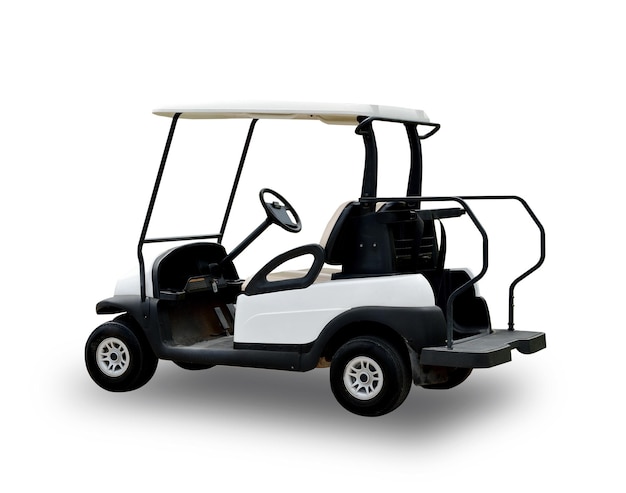 Carro da golf su sfondo bianco