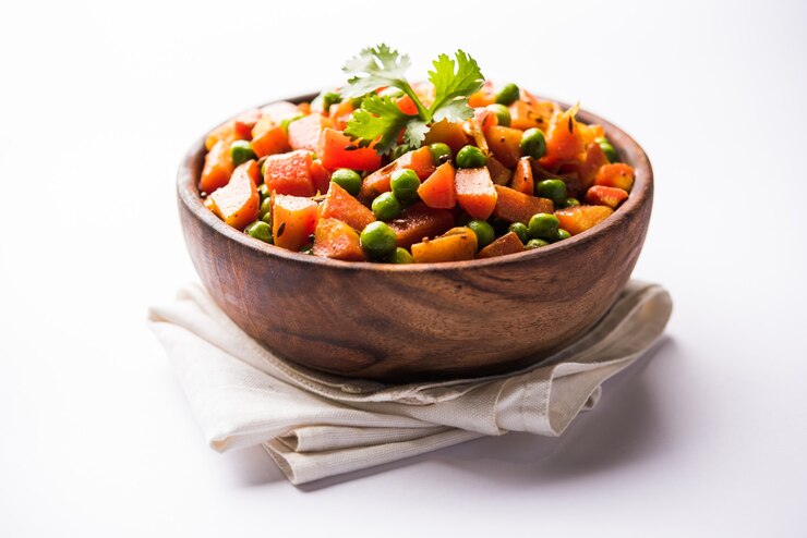 Photo carrot green peas sabzi or gajar mutter sabji