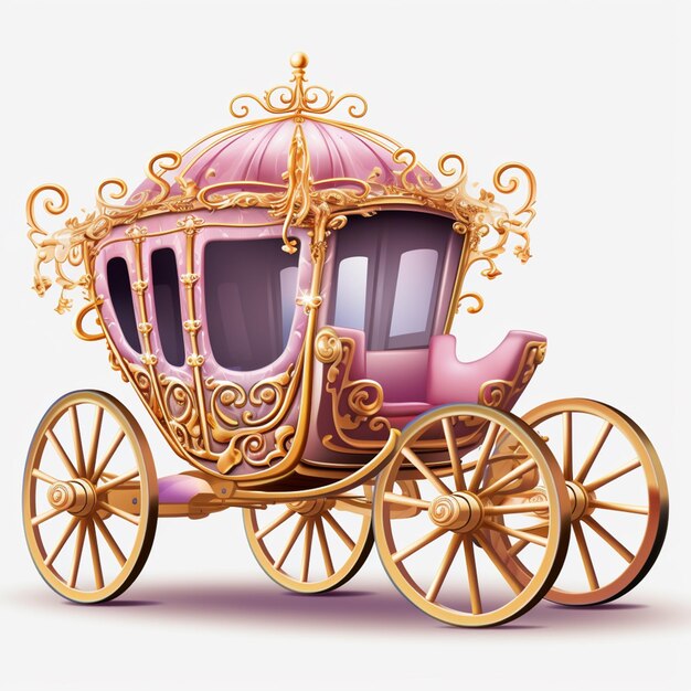 carrozza decorata con un baldacchino rosa e rivestimenti dorati