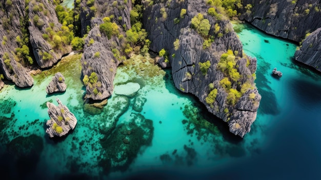 Carsi calcaree delle acque color smeraldo di Coron nelle Filippine