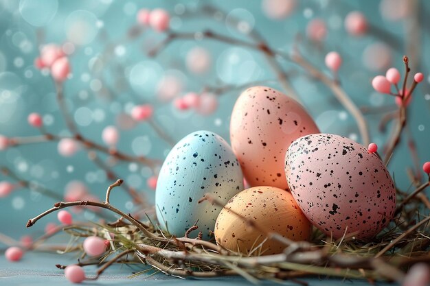 Carta a tema di Pasqua in colori chiari con uova solide colorate colorate Il concetto di Pasqua generato dall'IA