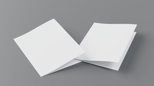 Carta bianca A4 flyer cartolina brochure libretto semipiegato bifold mockup modello rendering 3d