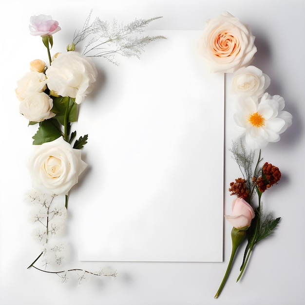 Carta bianca con fiore