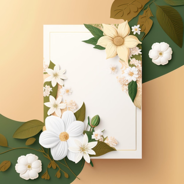 Carta bianca con spazio copia e fiori creati utilizzando la tecnologia generativa ai
