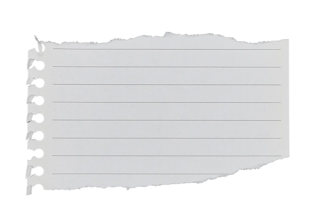 Carta bianca strappata con linee isolate su sfondo bianco