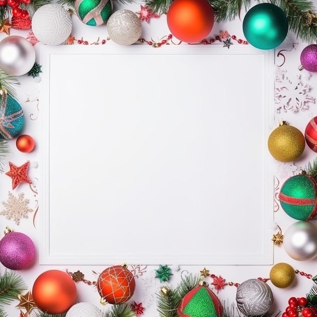 carta bianca vuota con bordo cornice decorazioni natalizie