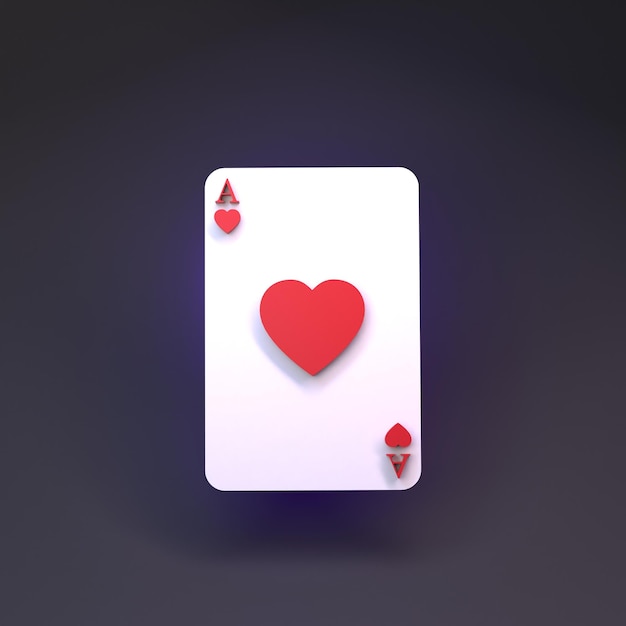 Carta da gioco Ace Elemento del casinò Rendering in 3d