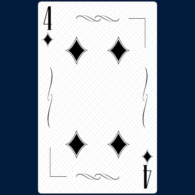 Carta da gioco Quattro semi Diamante 4 design moderno in bianco e nero Dimensioni standard poker poker casinò 3D rendering illustrazione 3D