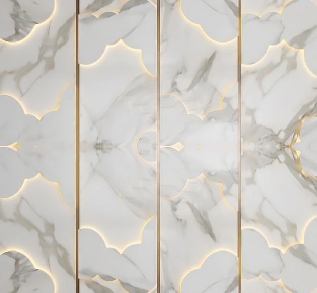 Carta da parati 3d marmo classico lusso bianco e oro