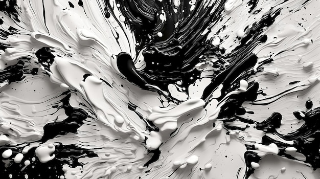 Carta da parati a pennello astratto in bianco e nero sfondo 4k con spruzzi di vernice pennelli puliti carta da parati a texture minime