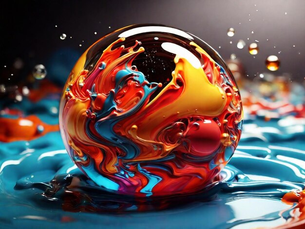 Carta da parati a sfera liquida 3D colorata