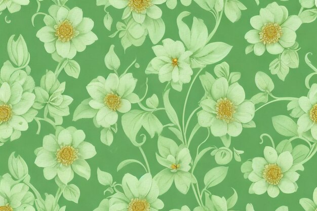 carta da parati classica con disegno floreale vintage senza cuciture su sfondo verde